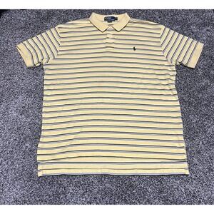 Polo Ralph Lauren Shirt Mens XL Navy Blue Yellow Pony Logo Classic Preppy